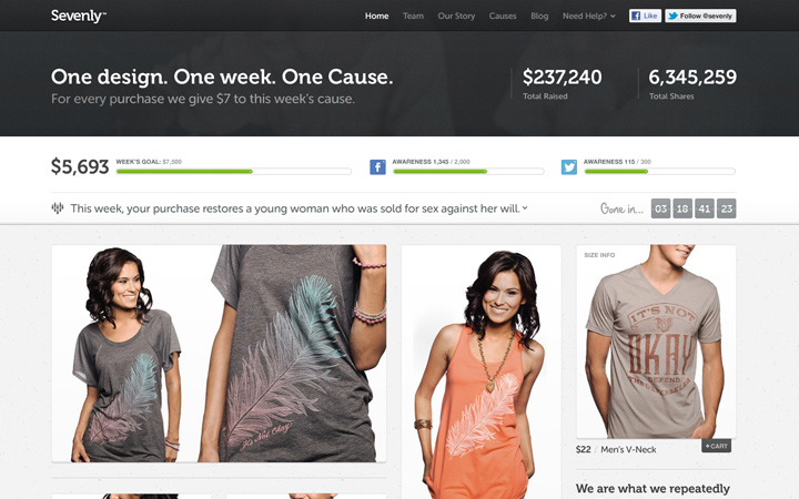 sevenly website homepage layout ecommerce