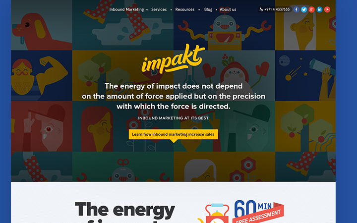 impakt homepage tiled website layout design