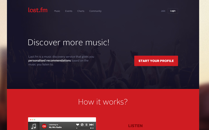 last fm homepage redesign concept