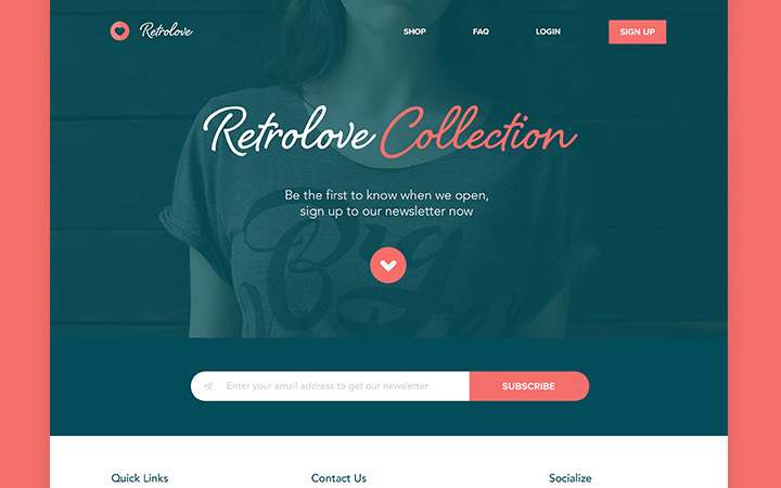 retro love homepage website layout