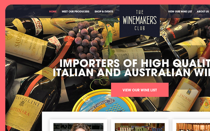 winemakers club homepage interface inspiration