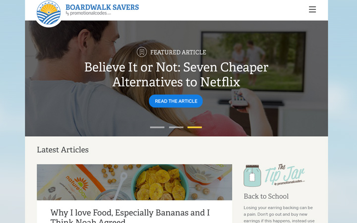 boardwalk savers homepage webb design