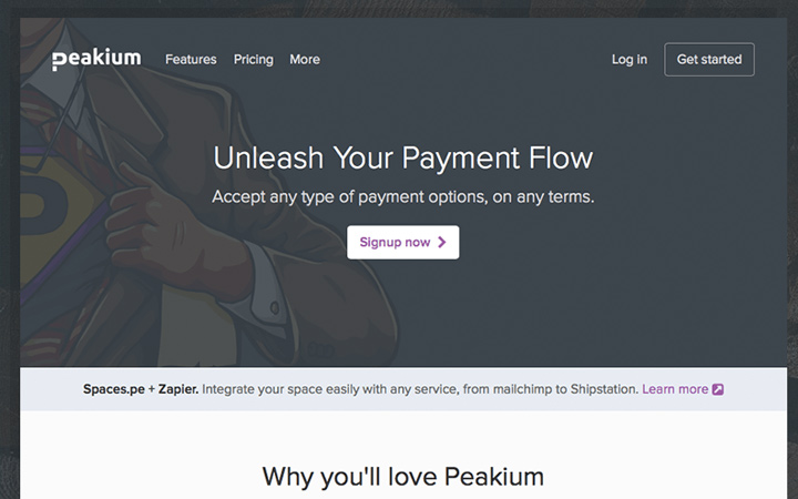 peakium dark subscription landing page design