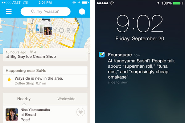 foursquare notification