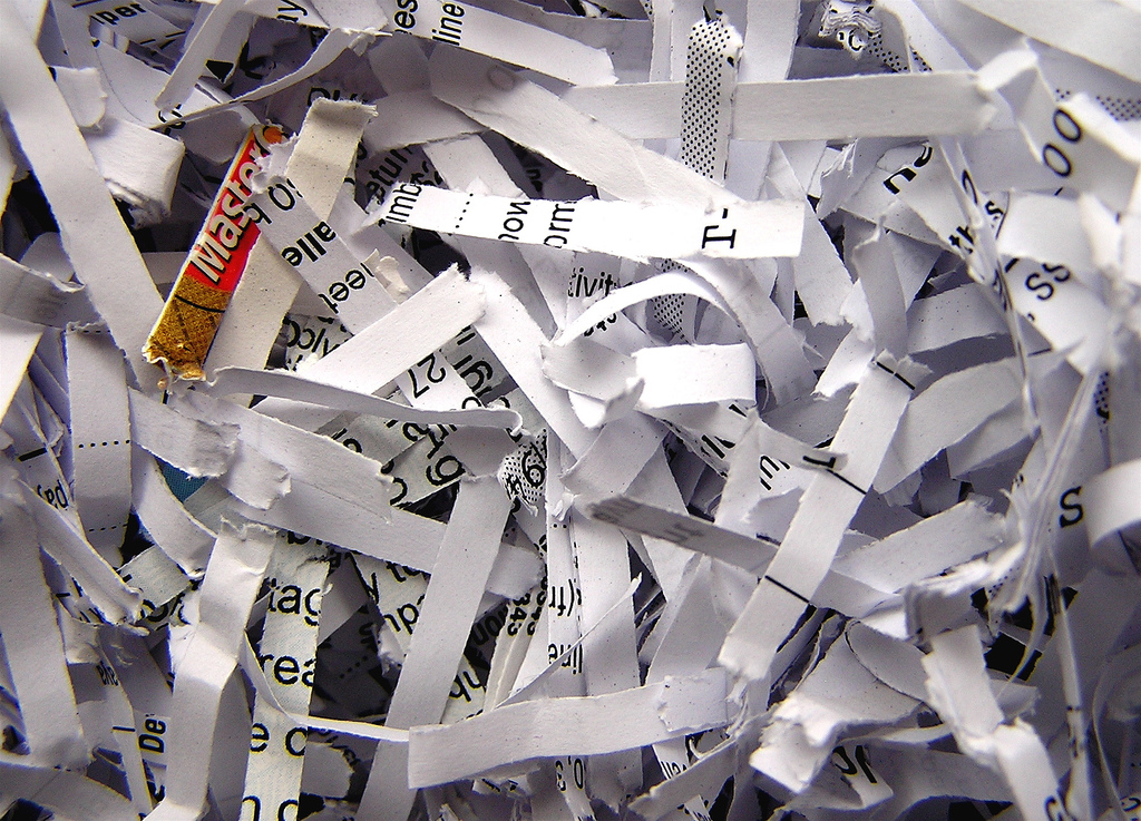 Photograph of shredded paper