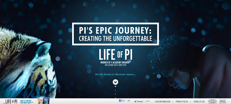 Pi's Epic Journey movie animated css parallax scrolling