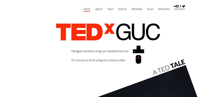 TEDxGUC animated css parallax scrolling