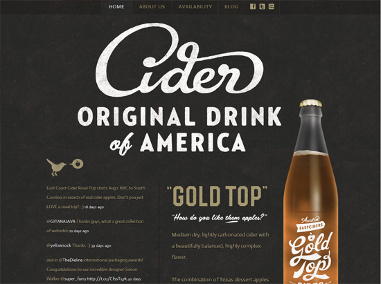Textured website design example: Gold Top Cider