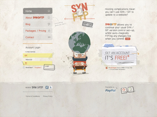Textured website design example: SVN2FTP