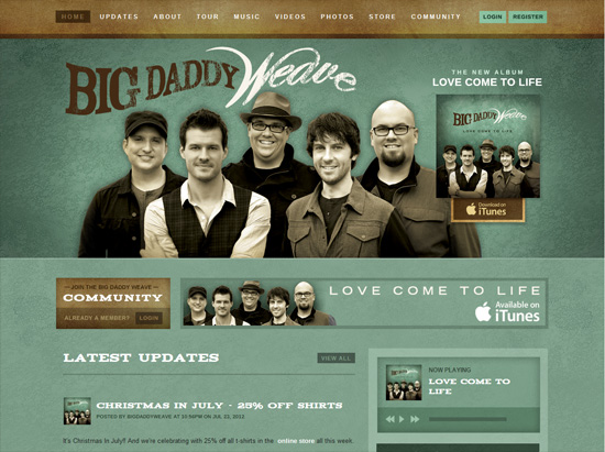 Textured website design example: Big Daddy Weave