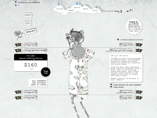 Textured website design example: me & oli