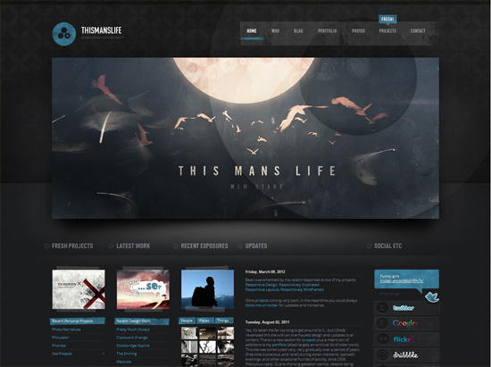 Textured website design example: Thismanslife