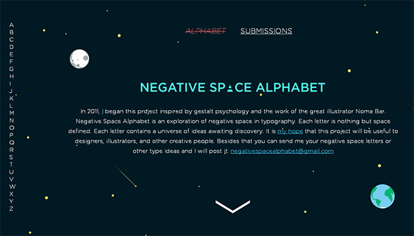 Negative Space in Collection of 50 Modern Websites in Dark Style