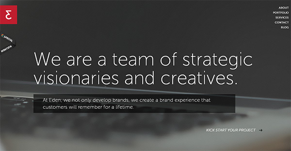 Eden Creative in Collection of 50 Modern Websites in Dark Style