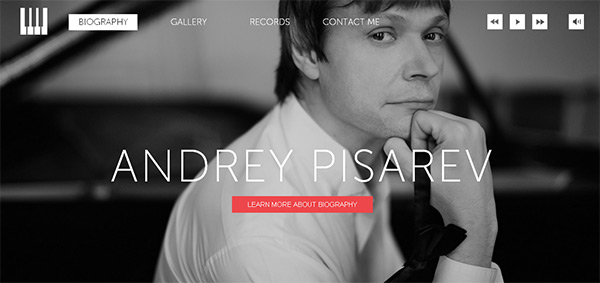 Andrey Pisarev in Collection of 50 Modern Websites in Dark Style