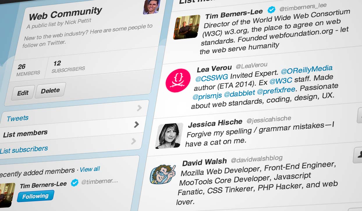 This Twitter list of web community leaders can help you stay up to date.