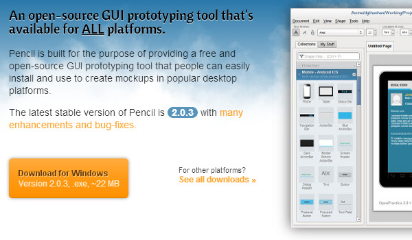Pencil Project in 50 Free Wireframe Kits and Web Apps
