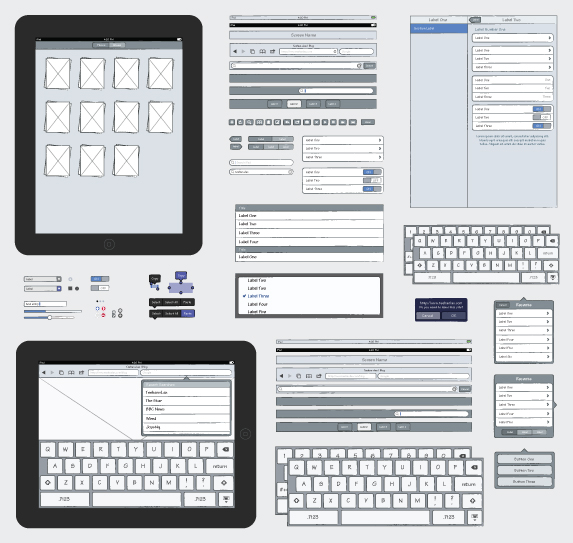 iPad Sketch Elements AI in 50 Free Wireframe Kits and Web Apps