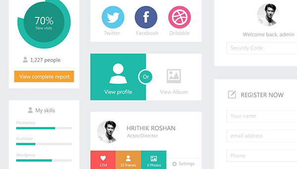 Flat UI Kit by webdesignerdepot.com in 50 Free Wireframe Kits and Web Apps