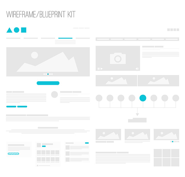 Wireframe / Blueprint Kit by Kai Husen in 50 Free Wireframe Kits and Web Apps