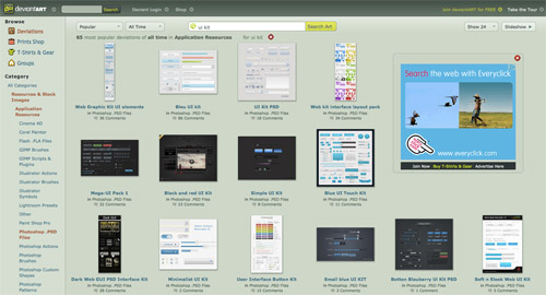 View UI kits from DeviantArt