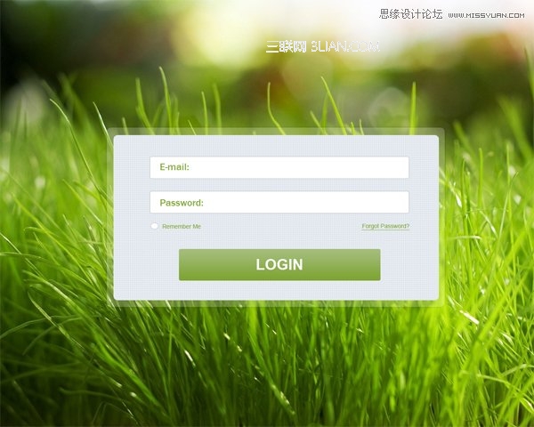 Photoshop清新風格綠色登陸框制作教程  三聯教程