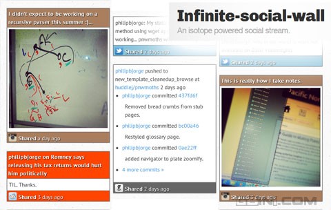 Pinterest.com界面風格的社交展示web應用：Infinite-social-wall 三聯教程