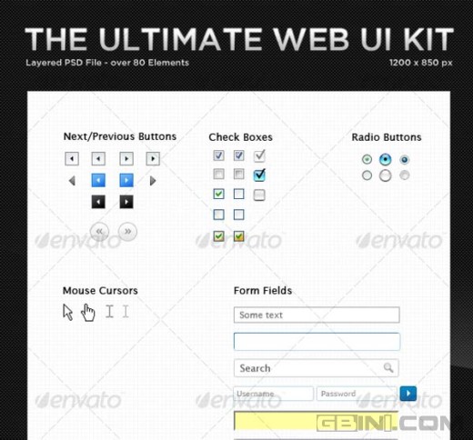 分享10個PSD的web wireframe UI套件