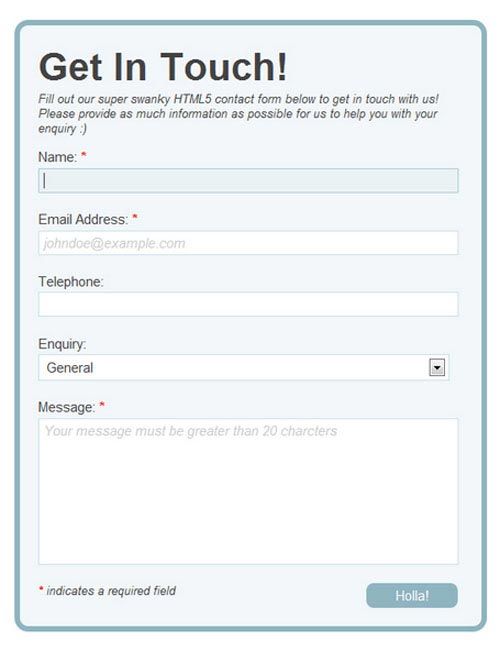 Build A Neat HTML5 Powered Contact Form