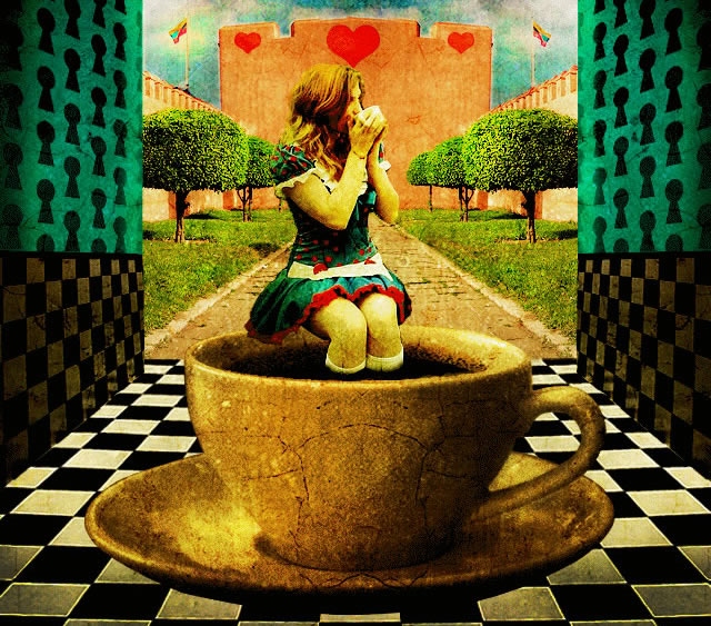 Alice in Wonderland Drinking Tea in the Royal Courtyard  (Tutorial)