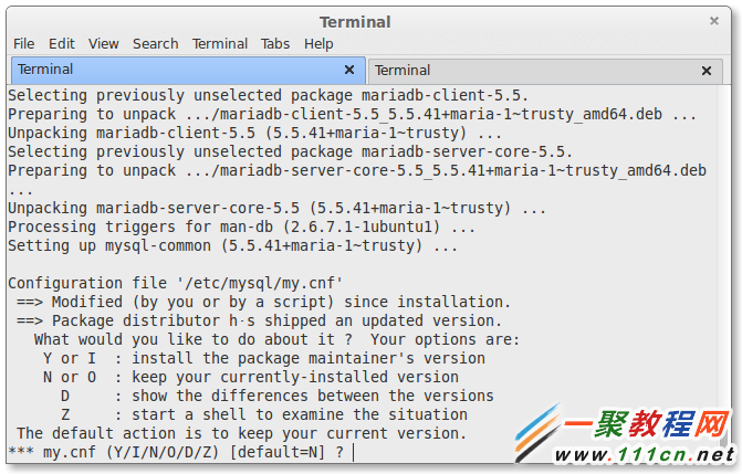 my.conf configuration prompt