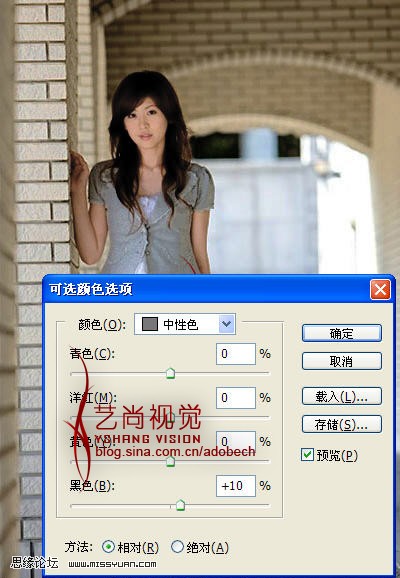 Photoshop調出暗角效果的美女照片