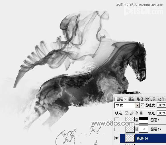 Photoshop將駿馬圖制作中國風特效水墨效果