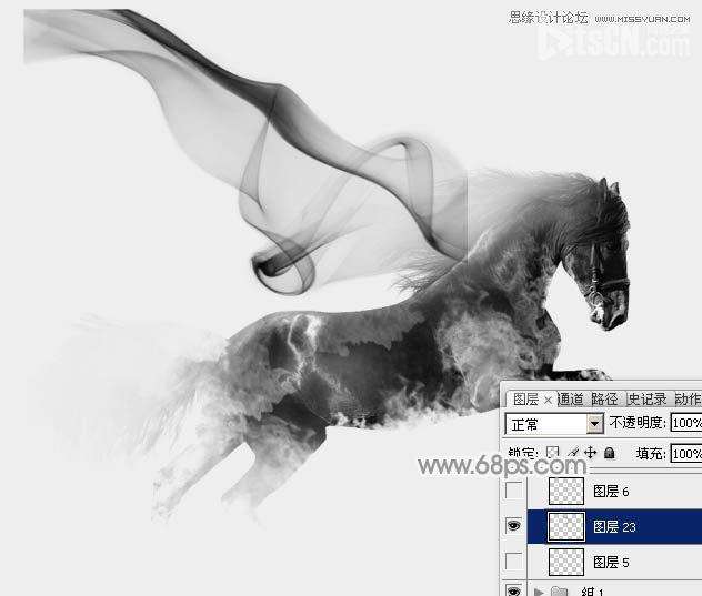 Photoshop將駿馬圖制作中國風特效水墨效果