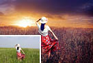 Photoshop給草原人物圖片加上大氣的霞光效果 三聯
