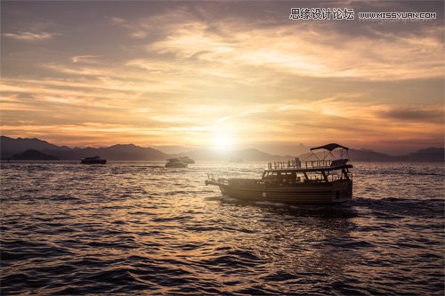 Photoshop調出海面漁船照片唯美的黃昏效果,PS教程,思緣教程網