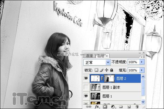 Photoshop制作融入素描的世界的美女,PS教程,思緣教程網