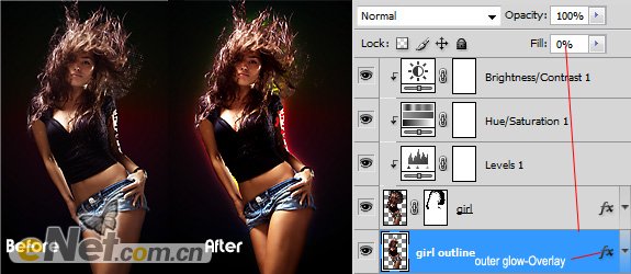 Photoshop為美女添加絢麗的潮流光束海報效果
