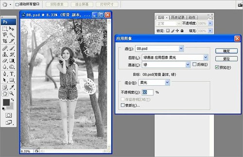 Photoshop給樹林寫真人像加上甜美的黃綠色