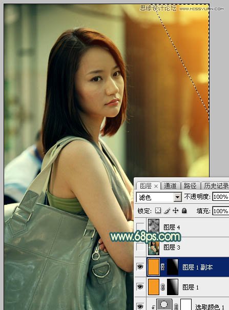 Photoshop給背包女孩添加懷舊漏光效果,PS教程