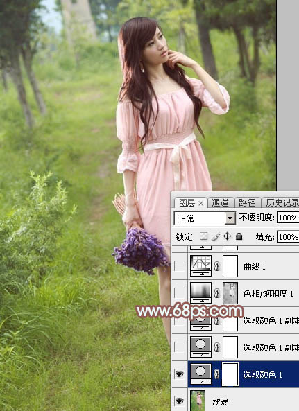 PS教程：PS打造唯美秋季金黃樹林美女圖