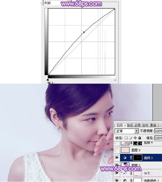 Photoshop打造淡紫色的室內女生頭像照片