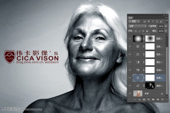 Photoshop調出人像照片高質量的黑白特效,PS教程,素材中國 sccnn.com