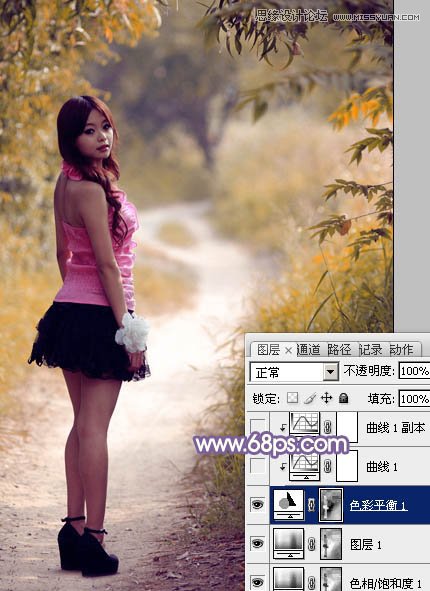 Photoshop調出路邊美女夢幻紫色效果,PS教程,思緣教程網