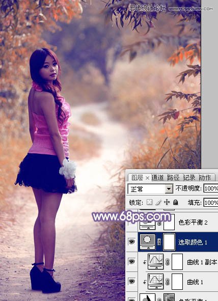 Photoshop調出路邊美女夢幻紫色效果,PS教程,思緣教程網