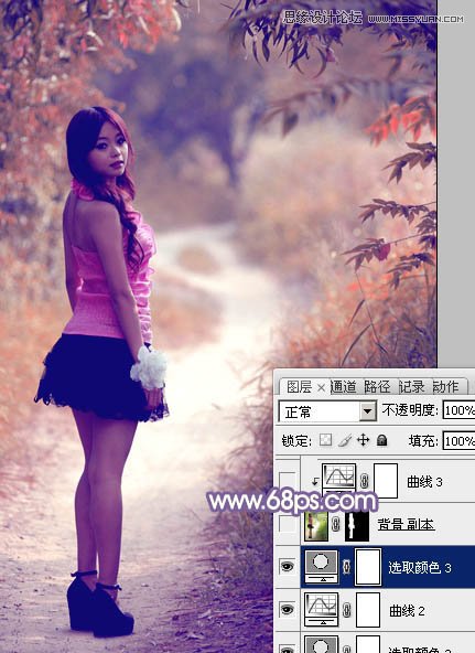 Photoshop調出路邊美女夢幻紫色效果,PS教程,思緣教程網