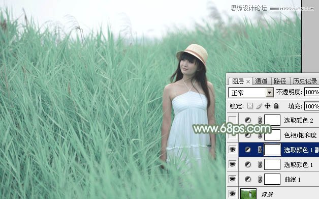 Photoshop調出蘆葦叢中女孩冷色效果,PS教程,思緣教程網