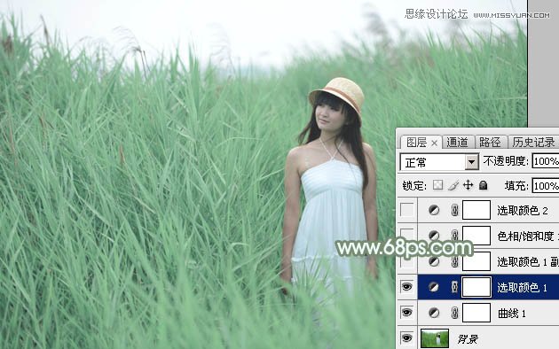 Photoshop調出蘆葦叢中女孩冷色效果,PS教程,思緣教程網