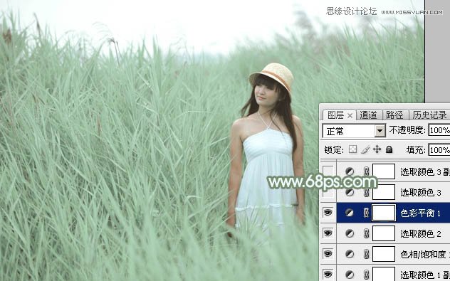 Photoshop調出蘆葦叢中女孩冷色效果,PS教程,思緣教程網