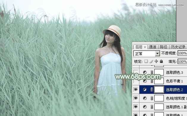 Photoshop調出蘆葦叢中女孩冷色效果,PS教程,思緣教程網